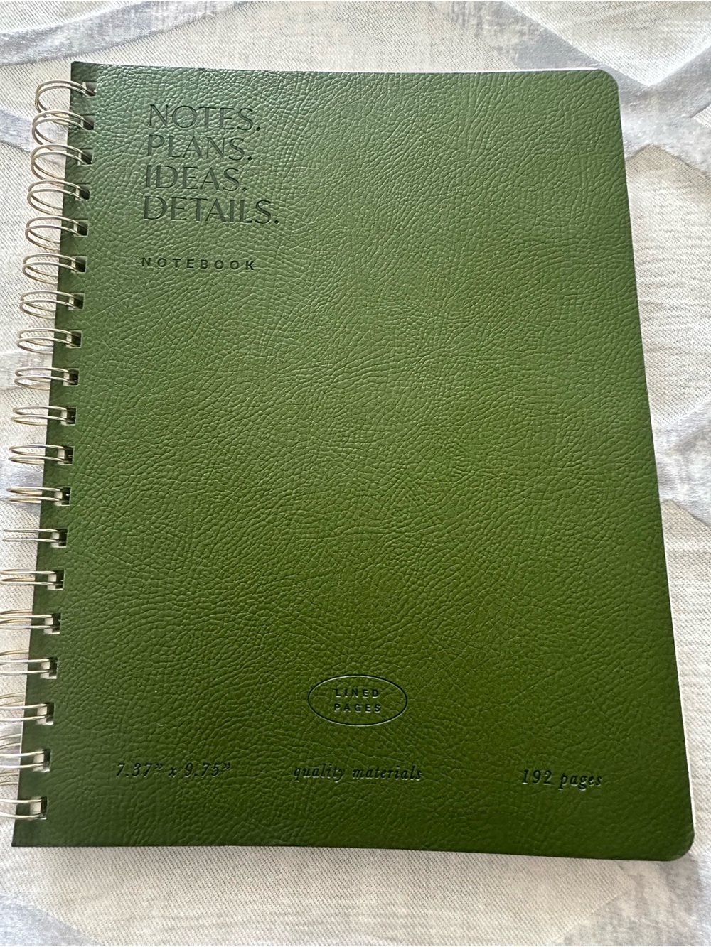 Olive Green Fringe Spiral Notebook - NOTES PLANS IDEAS DETAILS